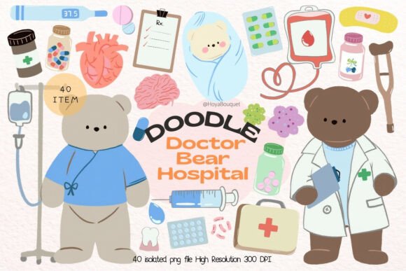 40 Cute Doodle Doctor Bear Hospital