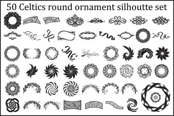 50 Celtic Round Ornament Silhouette Set: A Versatile Design Resource for Creative Projects