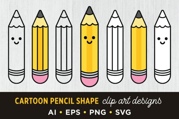 Cartoon Pencil Clip Art Set: A Versatile Design Resource