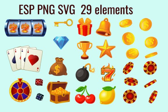 Casino Slot Machine Icons Pack Gambling: Enhancing Visual Appeal in Game Design