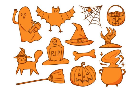 Cute Halloween Doodle Elements Set Pack: A Versatile Toolkit for Festive Design Projects