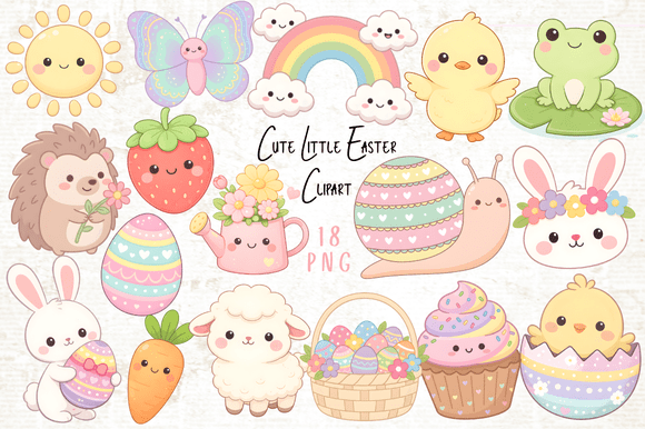 Cute Little Easter Clipart PNG Bundle