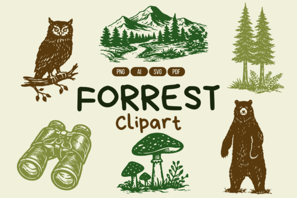 Forest Adventure Hand-Draw Clipart: Strategic Design Tools for Authentic Brand Expression