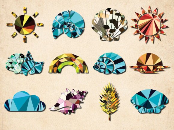 Low Poly Beach Summer Elements Geometry: A Stylish Design Resource