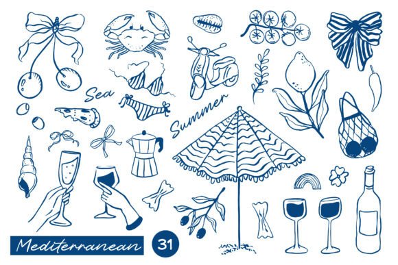 Mediterranean Summer Whimsical Ink Set