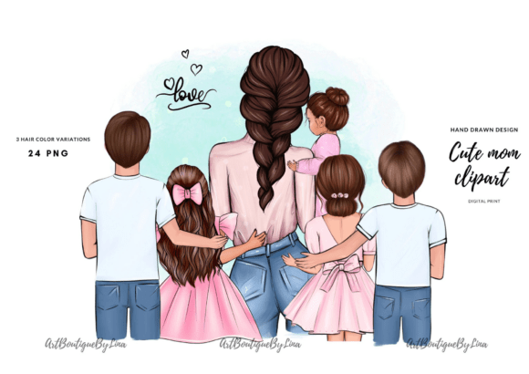 Mom and Kids Clipart Bundle Family PNG: A Versatile Resource for Family-Themed Design Projects