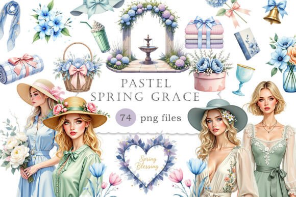 Pastel Spring Grace Clipart PNG: Soft Designs for Spring Projects