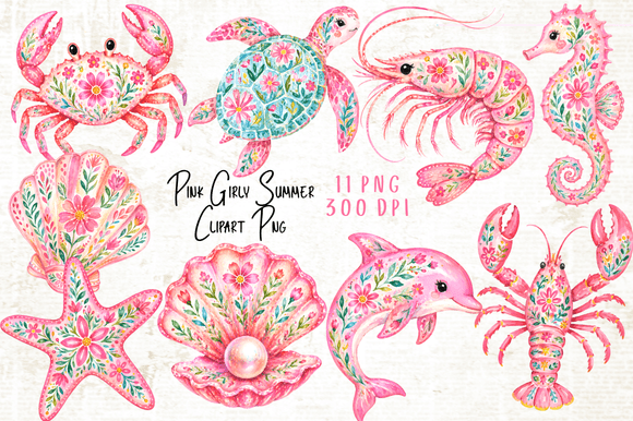 Pink Girly Summer Clipart PNG: Creative Integration for Diverse Projects