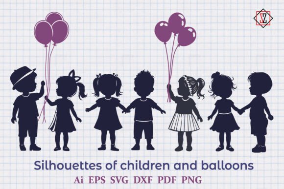Silhouettes of Children and Balloons: Creative Design Elements for Every Occasion
