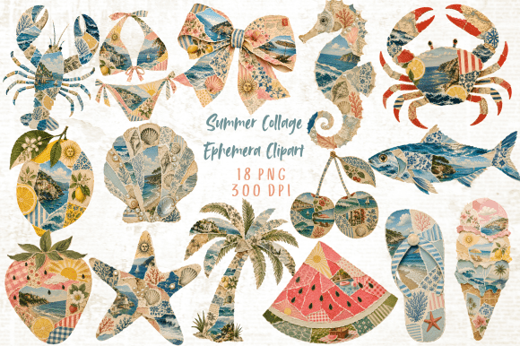 Unlocking Creativity: The Rise of Summer Collage Ephemera Clipart PNG in Digital Design