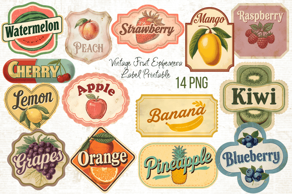 Vintage Fruit Ephemera Label Printable: A Creative Resource for Modern Design and Nostalgic Branding
