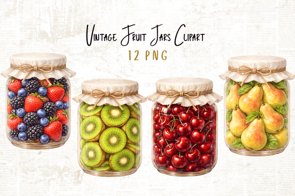 Vintage Fruit Jars Clipart: A Timeless Design Element for Creative Projects
