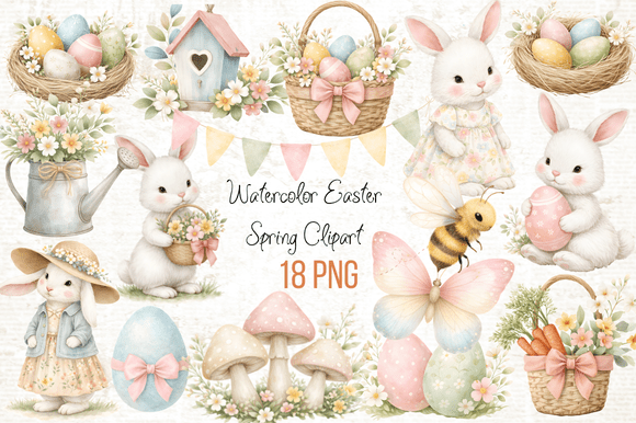 Watercolor Easter Spring Clipart PNG: A Versatile Design Resource